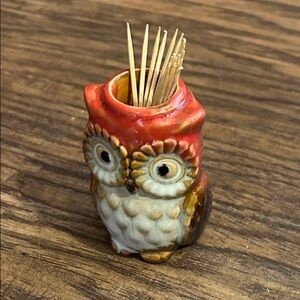 Ceramic Owl Toothpick Holder